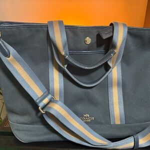 Coach Navy and Beige Tote Bag